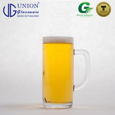 UNION GLASS Thailand Premium Clear Glass Beer Mug Beer Lovers 375ml Set of 6 Amazing Gift Idea For Any Occasion!