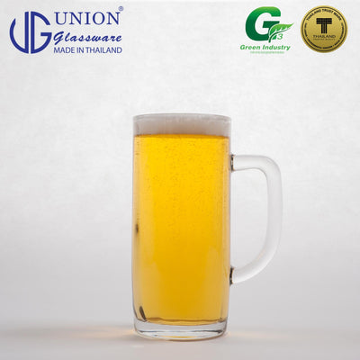UNION GLASS Thailand Premium Clear Glass Beer Mug Beer Lovers 375ml Set of 6