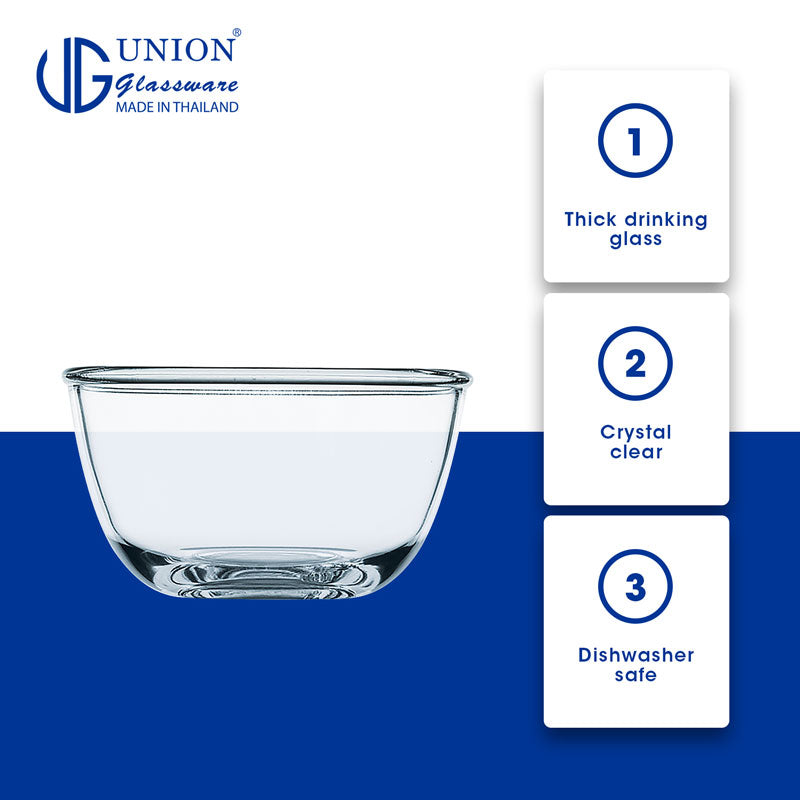 UNION GLASS Thailand Premium Clear Glass Bowl 405ml | 4.6oz | 4.6" Set of 6