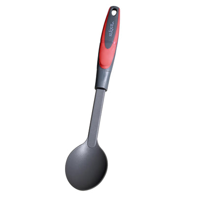 SLIQUE Premium Nylon Spoon TPR Silicone Handle Kitchen Essentials Amazing Gift Idea For Any Occasion! (Red)