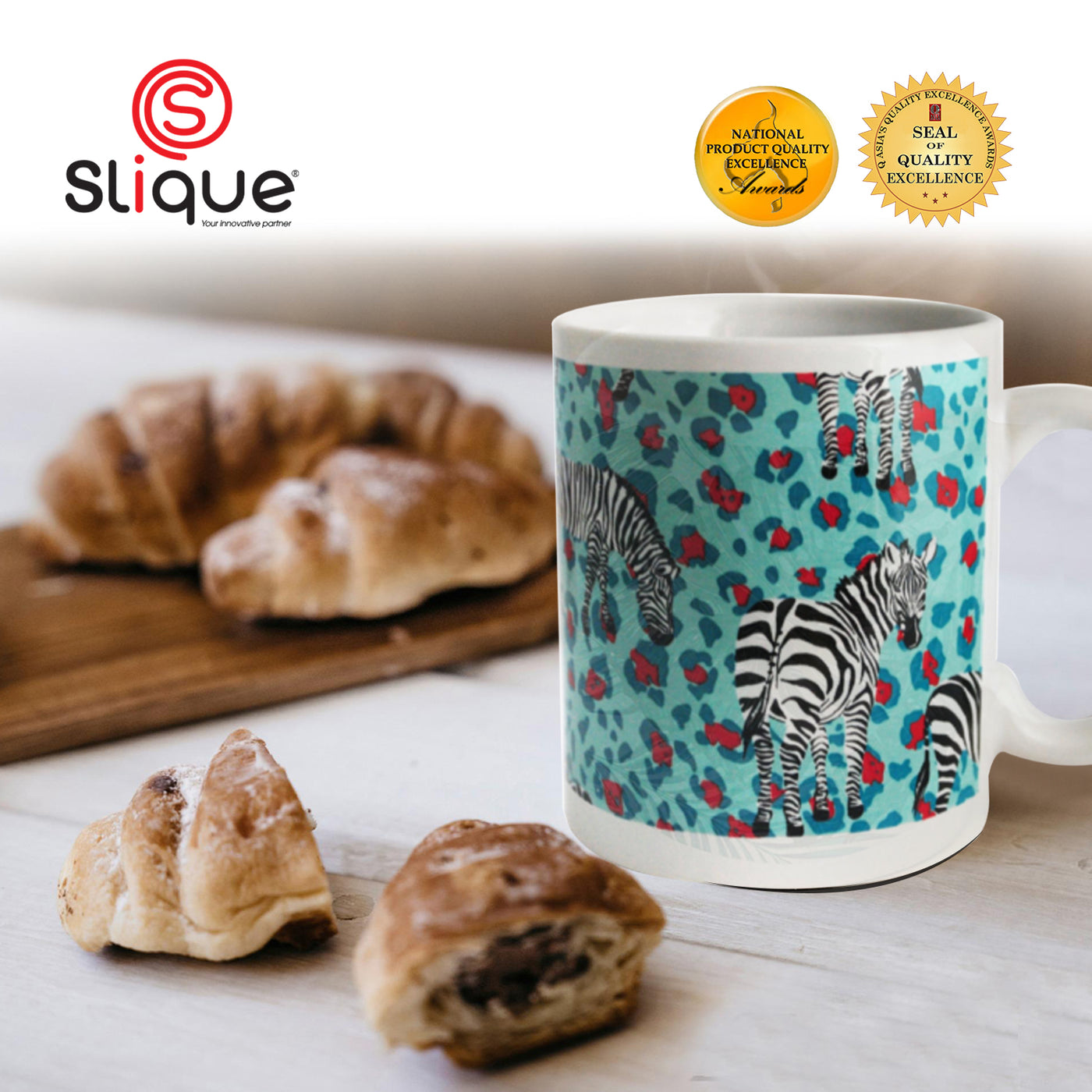 SLIQUE Premium Ceramic Mug Limited Edition Design 300ml Amazing Gift Idea For Any Occasion! (Zebra)