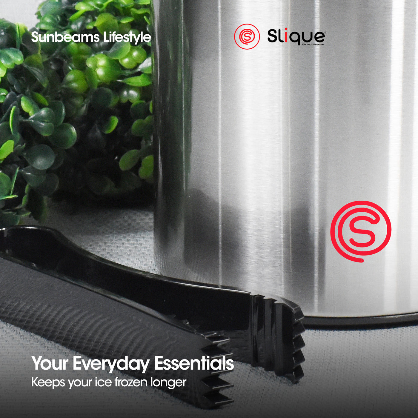 SLIQUE Premium Insulated Ice Bucket w/ Tong Stainless Steel 1600ml Amazing Gift Idea For Any Occasion! (Silver)