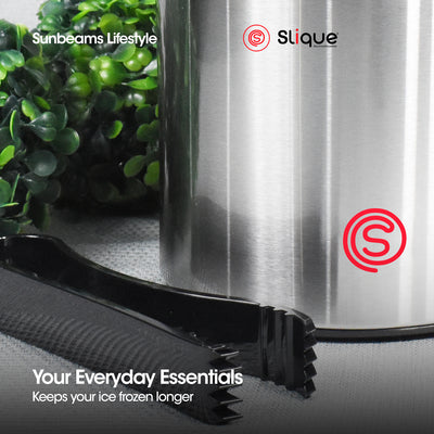 SLIQUE Premium Insulated Ice Bucket w/ Tong Stainless Steel 1600ml Amazing Gift Idea For Any Occasion! (Silver)