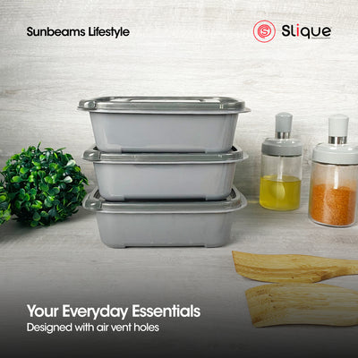 SLIQUE Premium Round Food Crisper w/ Air Vent on Lid 1000ml Set of 2 Storage Essentials Amazing Gift Idea For Any Occasion!