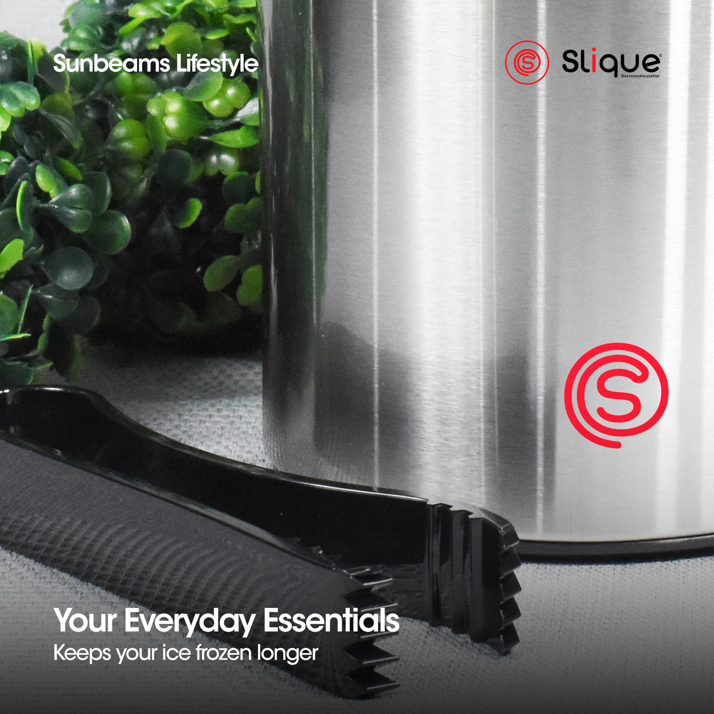 SLIQUE Premium Insulated Ice Bucket w/ Tong 1600ml Amazing Gift Idea For Any Occasion! (Silver)
