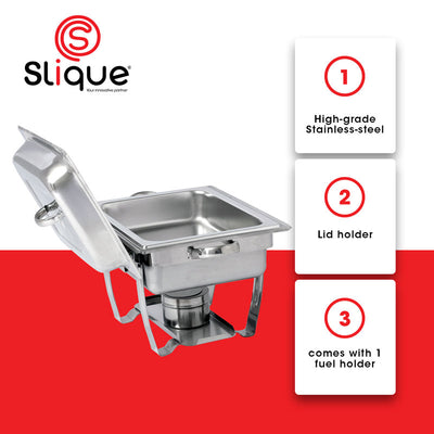 SLIQUE Premium Stainless Steel Square Chafing Dish w/ Warmer & Burner 4000ml Amazing Gift Idea For Any Occasion!
