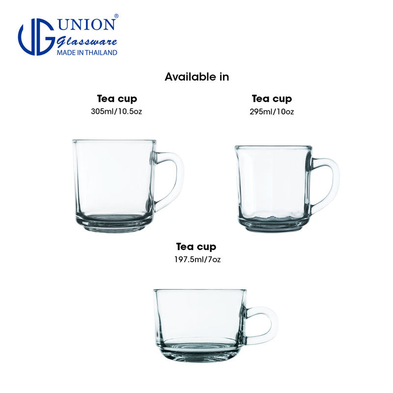 UNION GLASS Thailand Premium Clear Glass Cup Coffee, Tea, Hot Chocolate, Milk 220ml