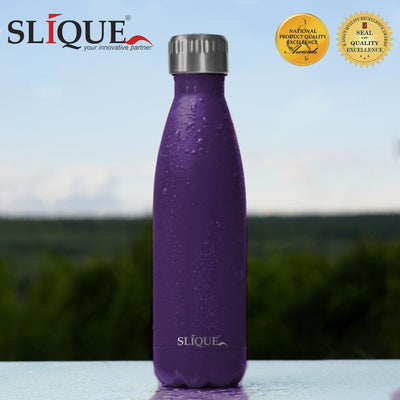 SLIQUE Stainless Steel Matte Finish Insulated Water Bottle 500ml Modern Italian Design Amazing Gift Idea For Any Occasion! (Amethyst)