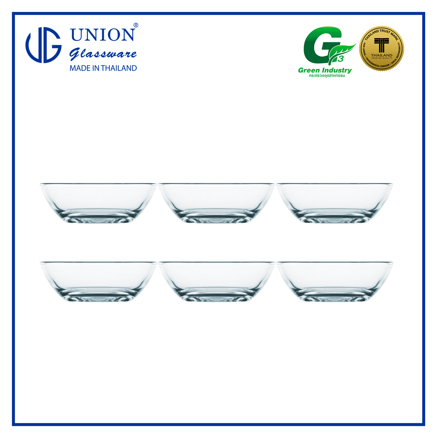 UNION GLASS Thailand Premium Clear Glass Bowl 105 ml | 3.5 oz | 3.5" Set of 6