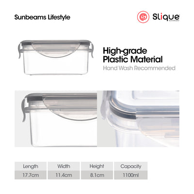 SLIQUE Premium PP Rectangular Food Container Airtight | Leak Proof Storage Essentials Amazing Gift Idea For Any Occasion! 1100ml