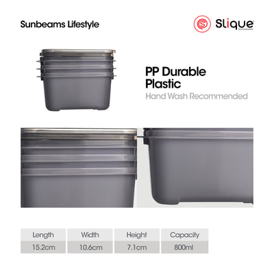 SLIQUE Premium Rectangular Food Crisper w/ Air Vent on Lid 800ml Set of 3 Storage Essentials Amazing Gift Idea For Any Occasion!