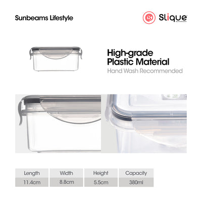 SLIQUE Premium PP Square  Food Container Airtight | Leak Proof Storage Essentials Amazing Gift Idea For Any Occasion! 380ml