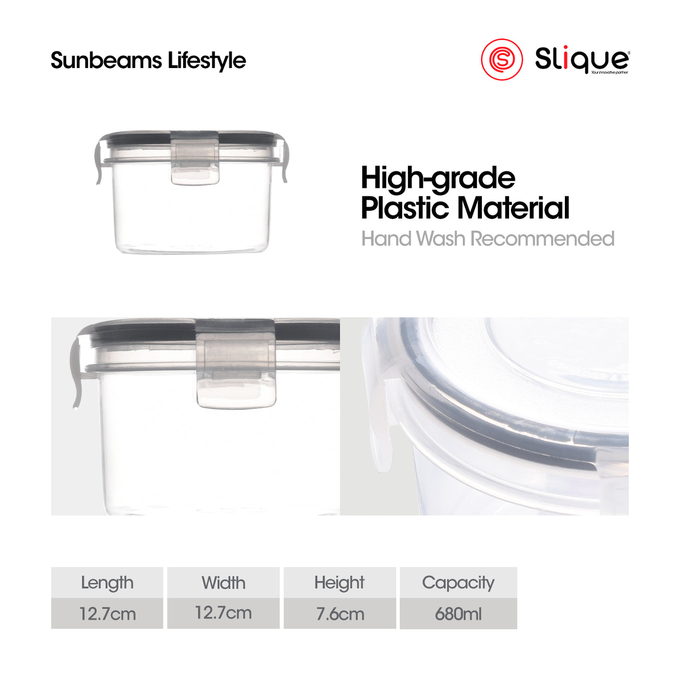 SLIQUE Premium PP Round Food Container Airtight Leak Proof 680ml Storage Essentials Amazing Gift Idea For Any Occasion!