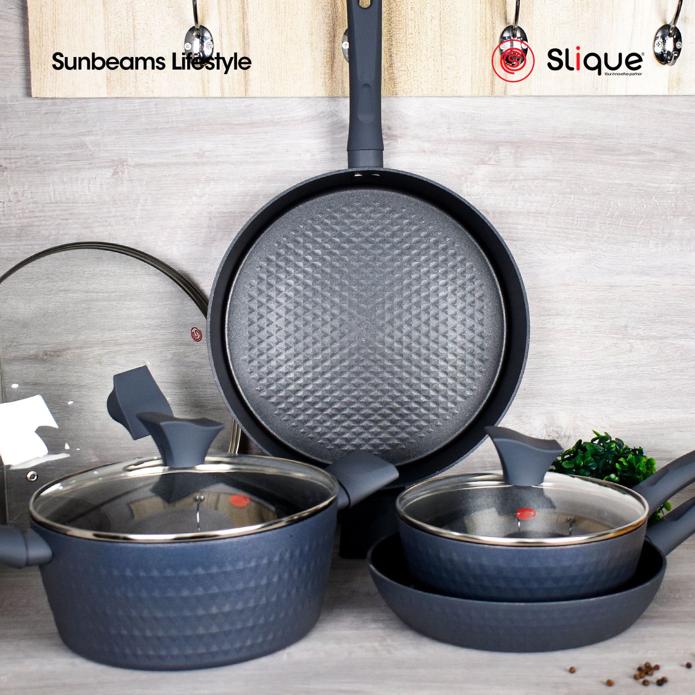 SLIQUE Premium Diamond Cookware Frypan 2 Layer Non-stick Coating 28cm