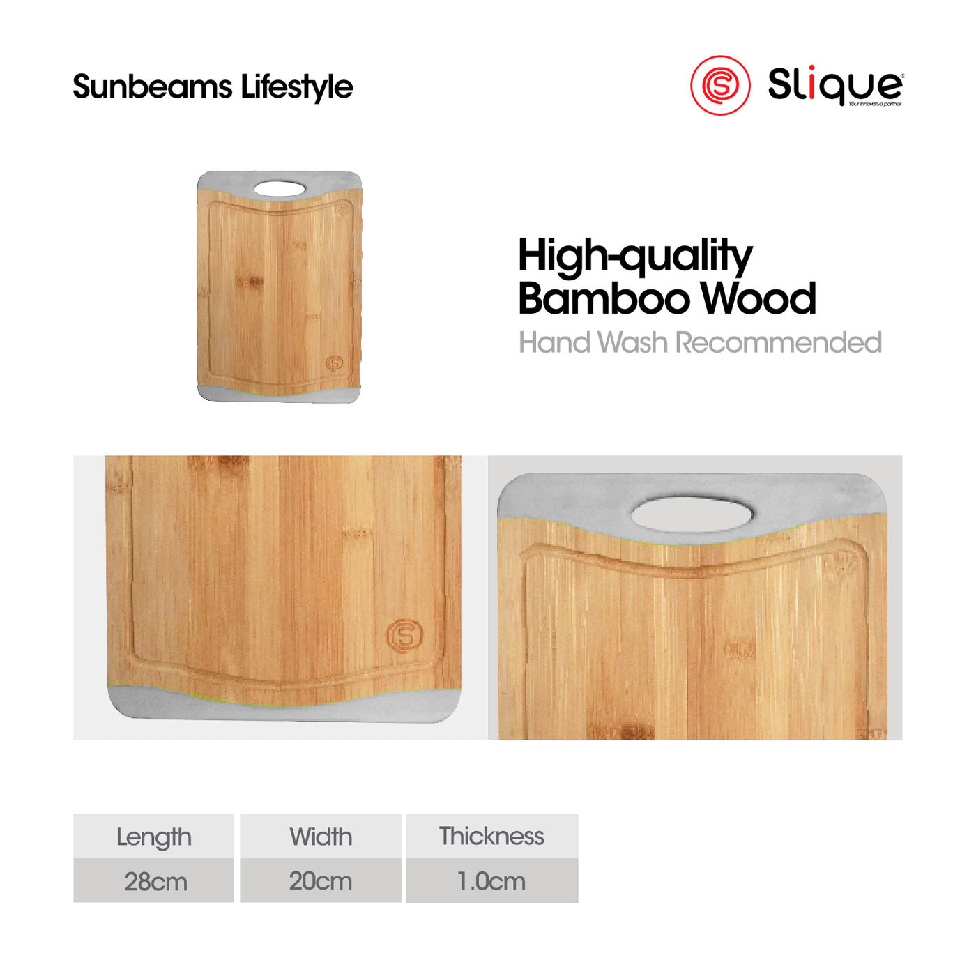 SLIQUE Wooden Cutting Board Gray | Bamboo