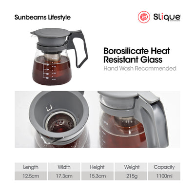 SLIQUE Premium Glass Tea Pot 1100ml