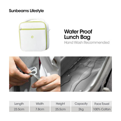 SLIQUE Premium Lunch Box Insulated Water Proof Thermal Bag w/ Detachable Shoulder Strap Set of 5 White