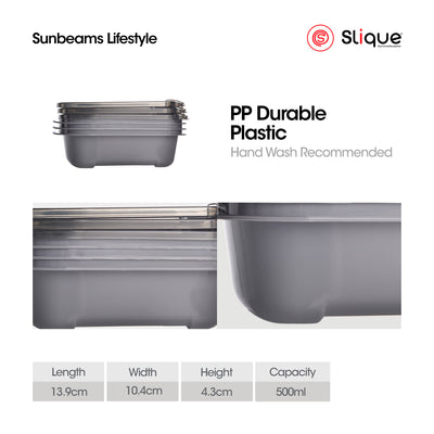 SLIQUE Premium Rectangular Food Crisper w/ Air Vent on Lid Set of 3 500ml Storage Essentials Amazing Gift Idea For Any Occasion!