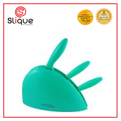 SLIQUE Premium Stainless Steel Kitchen Knife Block Set of 3 Amazing Gift Idea For Any Occasion! (Green)