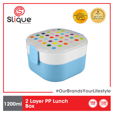 SLIQUE Square Lunch Box 1200ml (Blue)