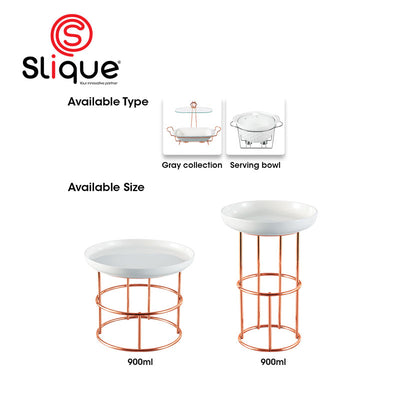 SLIQUE Premium Ceramic Kitchen Serving Plate with Copper Stand 900ml Modern Italian Design Amazing Gift Idea For Any Occasion!
