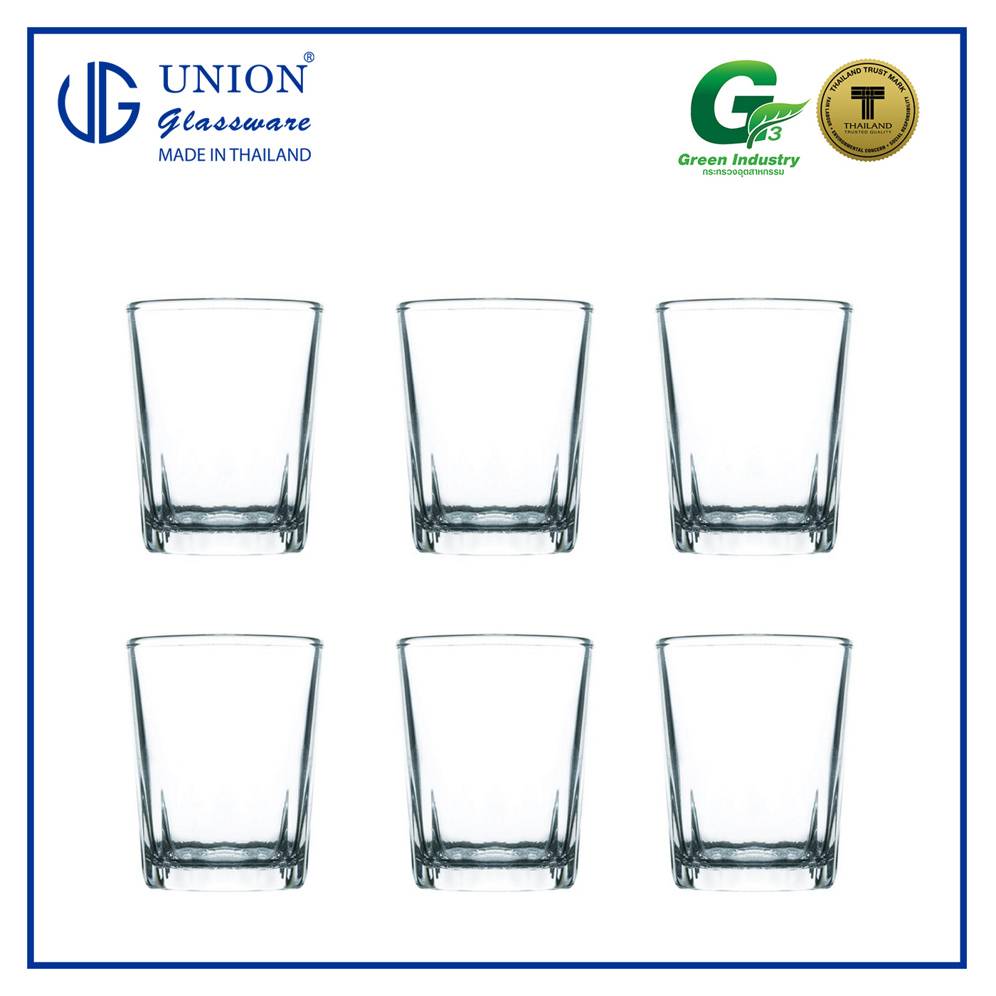 UNION GLASS Thailand Premium Clear Glass Shot Glass 55ml | 2oz Set of 6