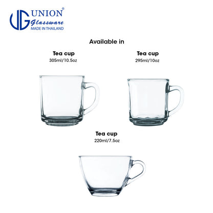 UNION GLASS Thailand Premium Clear Glass Cup Coffee, Tea, Hot Chocolate, Milk 200ml