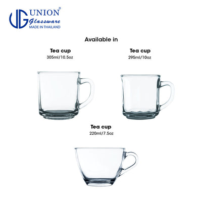 UNION GLASS Thailand Premium Clear Glass Cup Coffee, Tea, Hot Chocolate, Milk 200ml Amazing Gift Idea For Any Occasion!