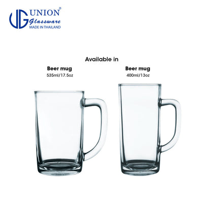 UNION GLASS Thailand Premium Clear Glass Beer Mug  Beer Lovers 440ml Set of 6 Amazing Gift Idea For Any Occasion!