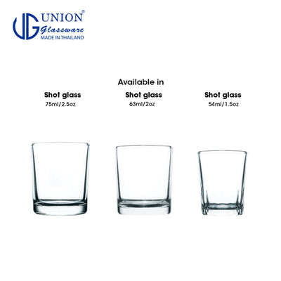 UNION GLASS Thailand Premium Clear Glass Shot Glass 63ml | 2oz Set of 6