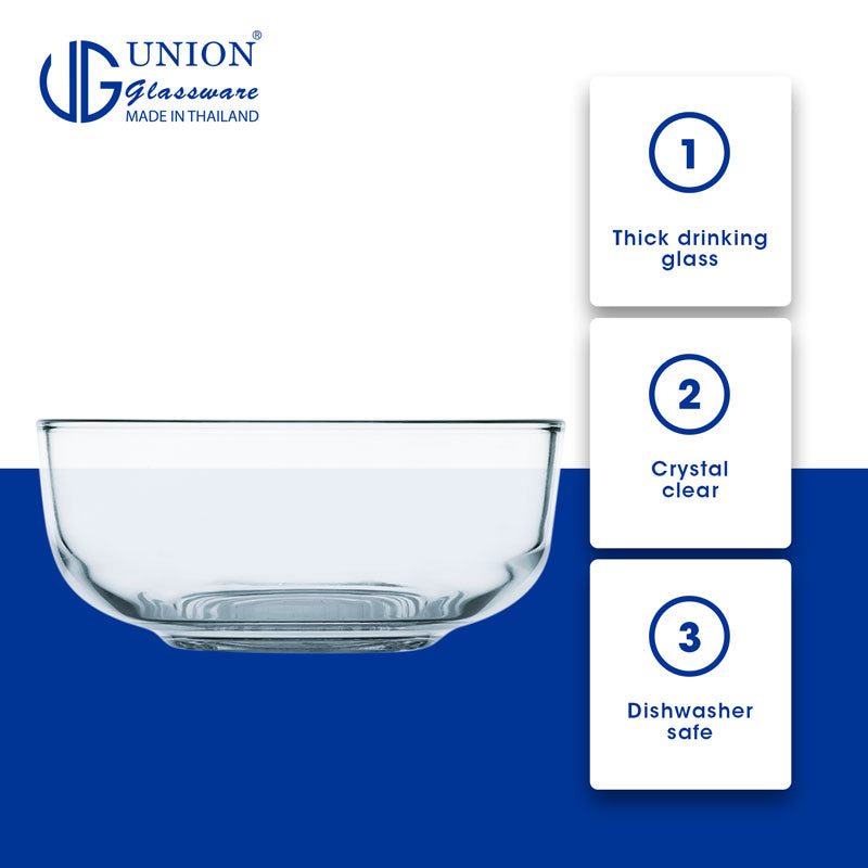 UNION GLASS Thailand Premium Clear Glass Bowl 515ml | 5.5oz | 5.5" Set of 6 Amazing Gift Idea For Any Occasion!
