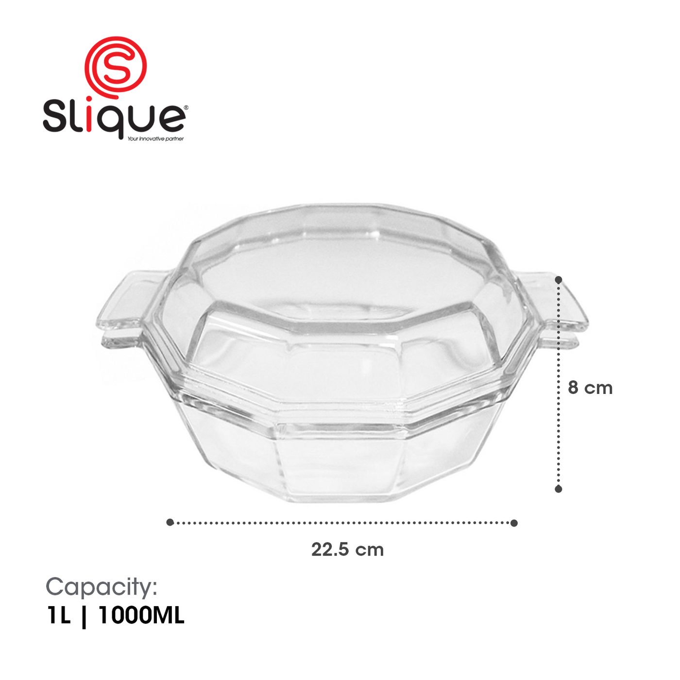 SLIQUE Premium Borosilicate Hexagon Glass Baking Dish Microwave & Oven Safe Baking Essentials 1000ml