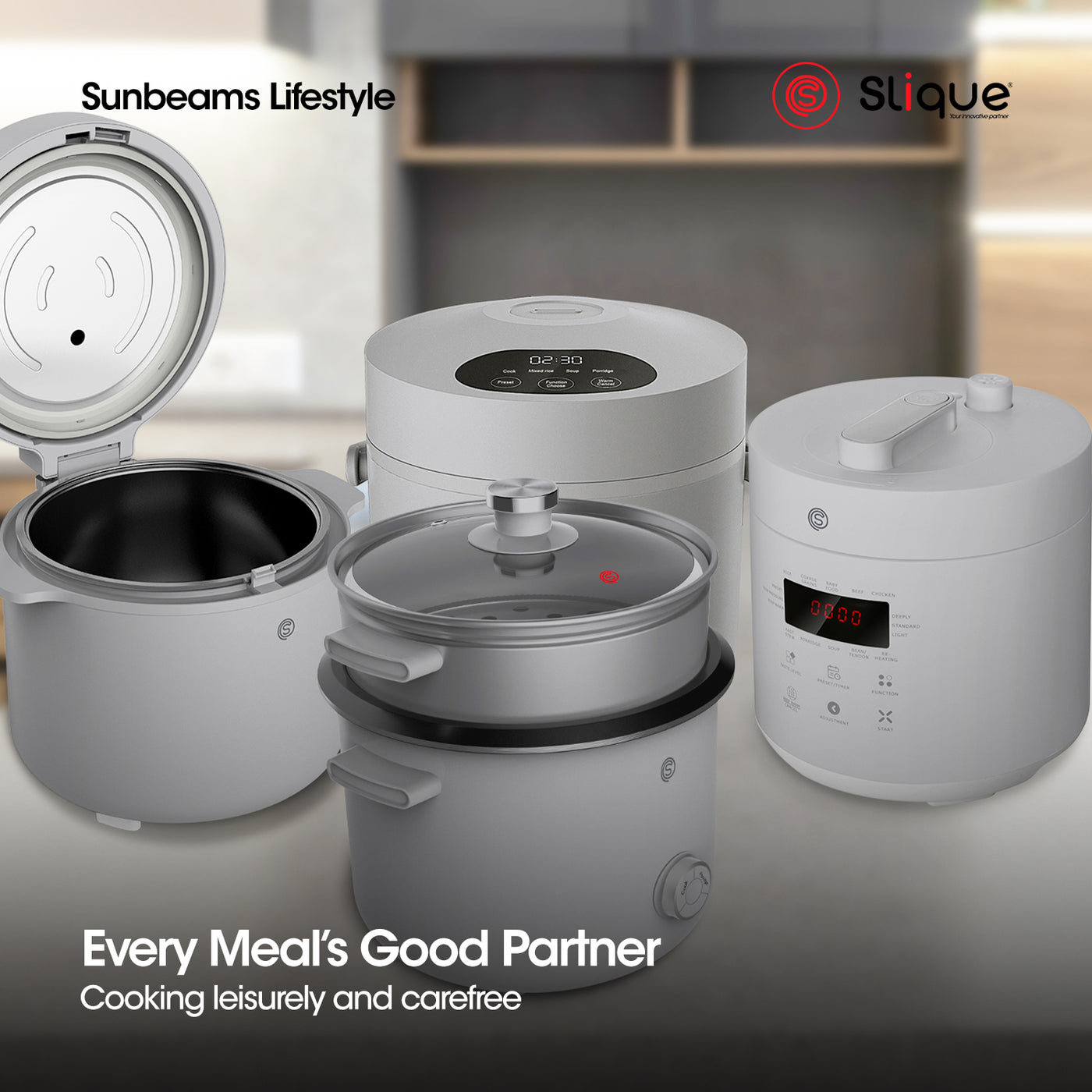SLIQUE Electric Pressure Cooker 1.1 L | 24.5 x 23.8 x 25 cm Perfect for Home and Kitchen Dining