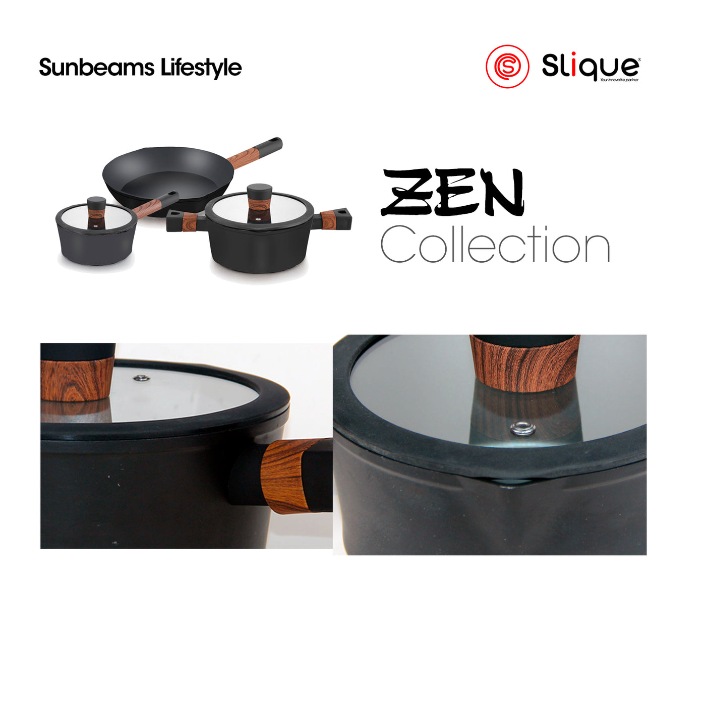 SLIQUE Zen Collection Cookware [Set of 8] Fry Pan | Dutch Oven | Saucepan | Kitchen Tools Non-stick | Induction Amazing Gift Idea For Any Occasion!