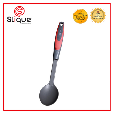 SLIQUE Premium Nylon Spoon TPR Silicone Handle Kitchen Essentials Amazing Gift Idea For Any Occasion! (Red)