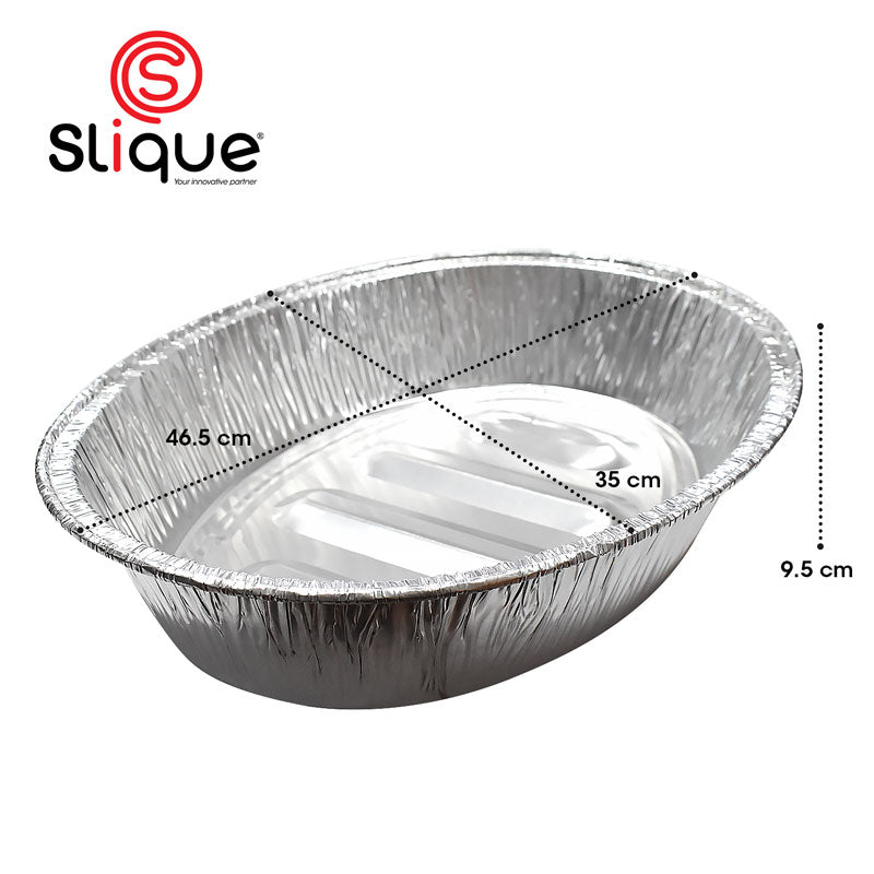 SLIQUE Premium Aluminum Foil Oval Roaster 46.5x35x9.5cm Set of 10 Amazing Gift Idea For Any Occasion!