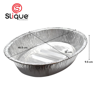 SLIQUE Premium Aluminum Foil Oval Roaster 46.5x35x9.5cm Set of 10 Amazing Gift Idea For Any Occasion!