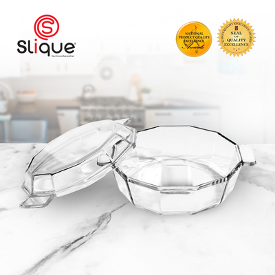 SLIQUE Premium Borosilicate Hexagon Glass Baking Dish Microwave & Oven Safe Baking Essentials 1500ml
