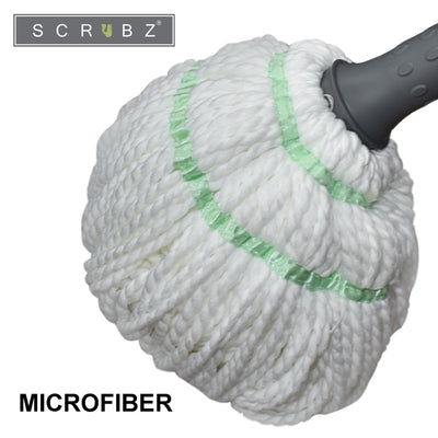 SCRUBZ Heavy Duty Cleaning Essentials Easy Grip Premium Microfiber Twist Mop Self-Wringing