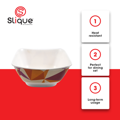 SLIQUE Premium Melamine Square Bowl 15" Modern Italian Design Amazing Gift Idea For Any Occasion! (Brown)