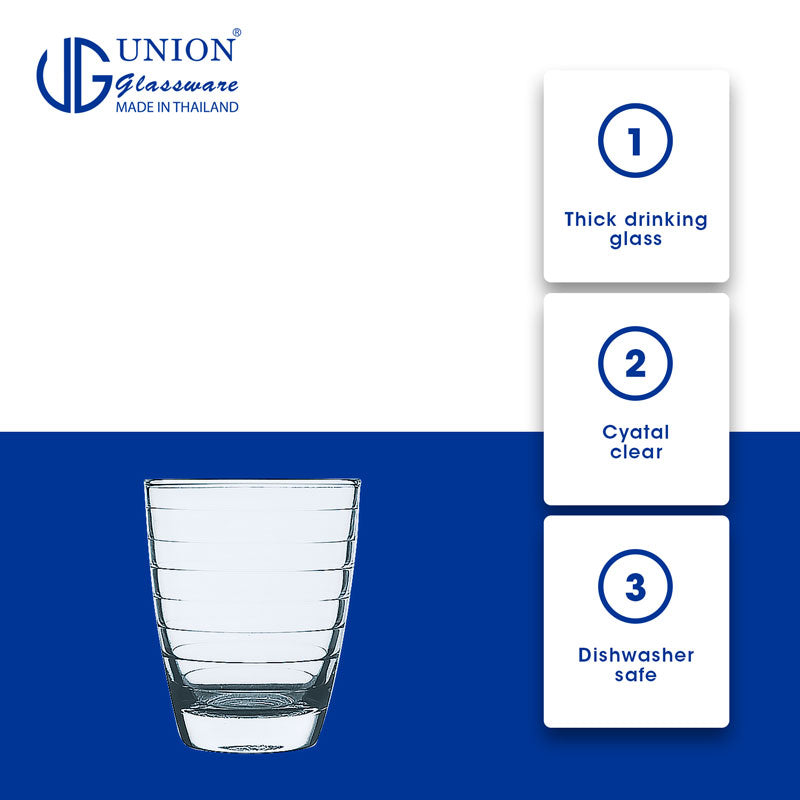 UNION GLASS Thailand Premium Clear Glass Rock Glass Water, Juice, Soda, Liquor Glass 265ml Set of 6 Amazing Gift Idea For Any Occasion!