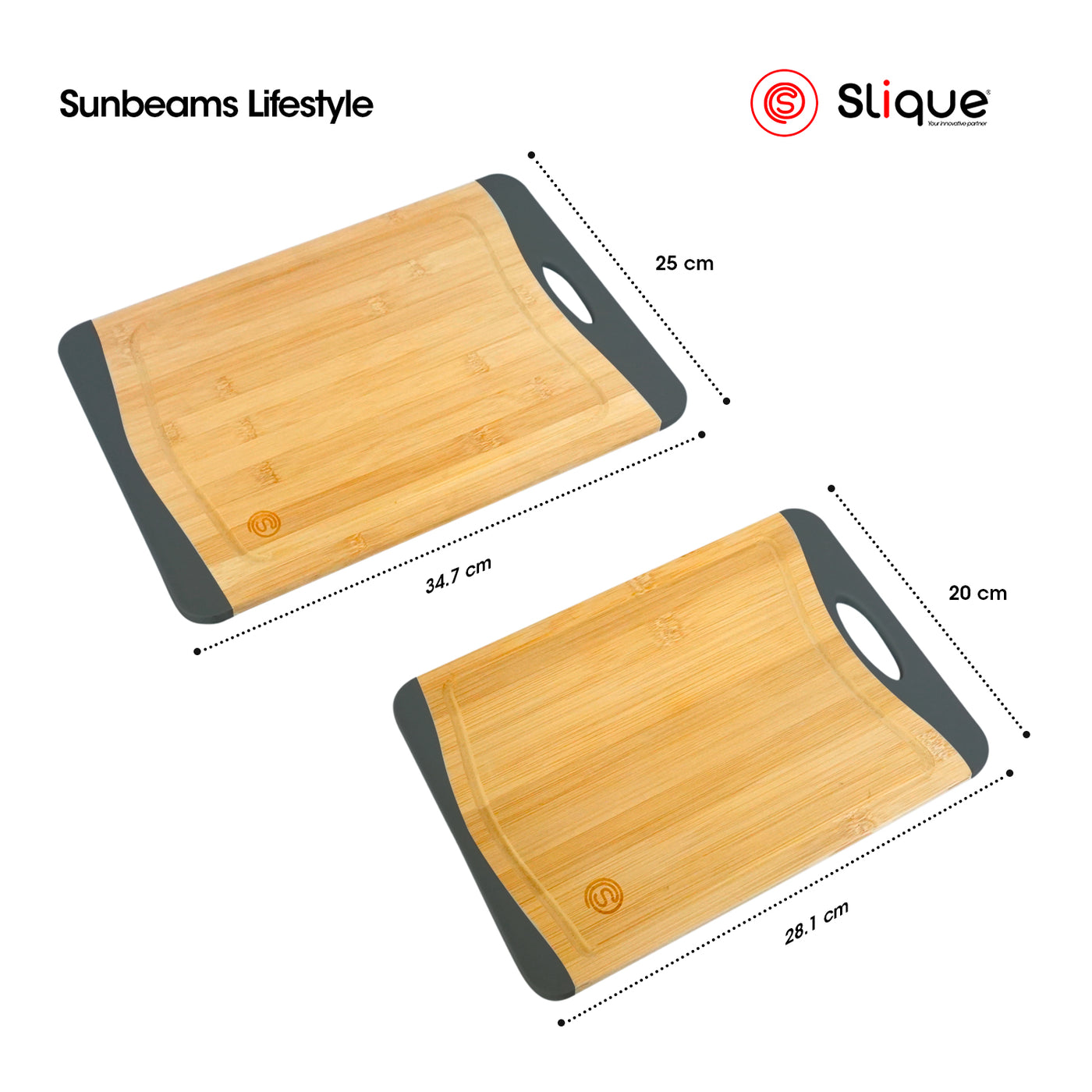 SLIQUE Kitchen Utensils & Cutting Board [Set of 6] Spoons & Turners -  Bamboo  Wood Silicone Handle | Light-weight & ergonormic | Non-slip edges & Juice Dripper