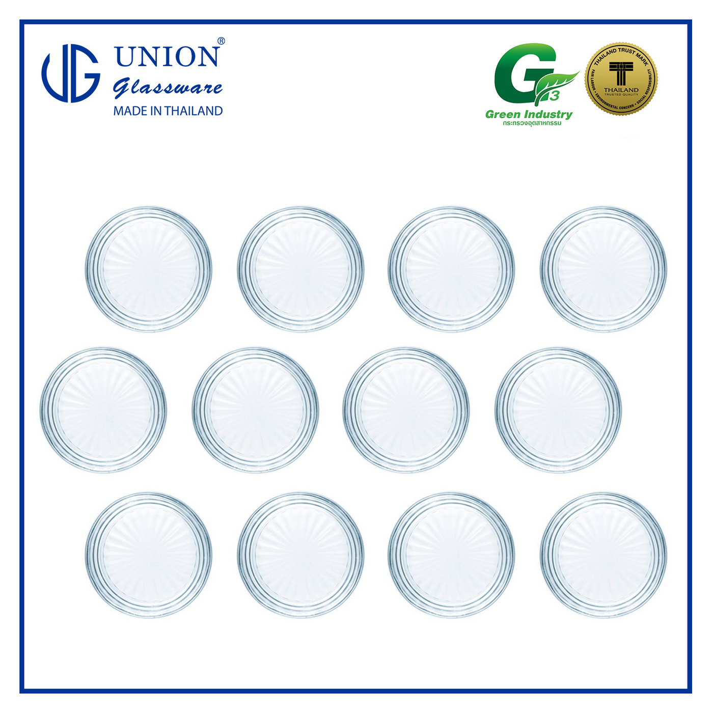 UNION GLASS Thailand Premium Clear Glass Coaster 3.25" 50ml Set of 12 Amazing Gift Idea For Any Occasion!