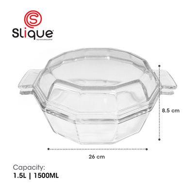 SLIQUE Premium Borosilicate Hexagon Glass Baking Dish Microwave & Oven Safe Baking Essentials 1500ml