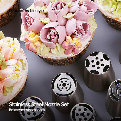 SLIQUE Premium Stainless Steel Cupcake Icing Set w/ Coupler & Reusable Icing Bag Set of 11 Amazing Gift Idea For Any Occasion!