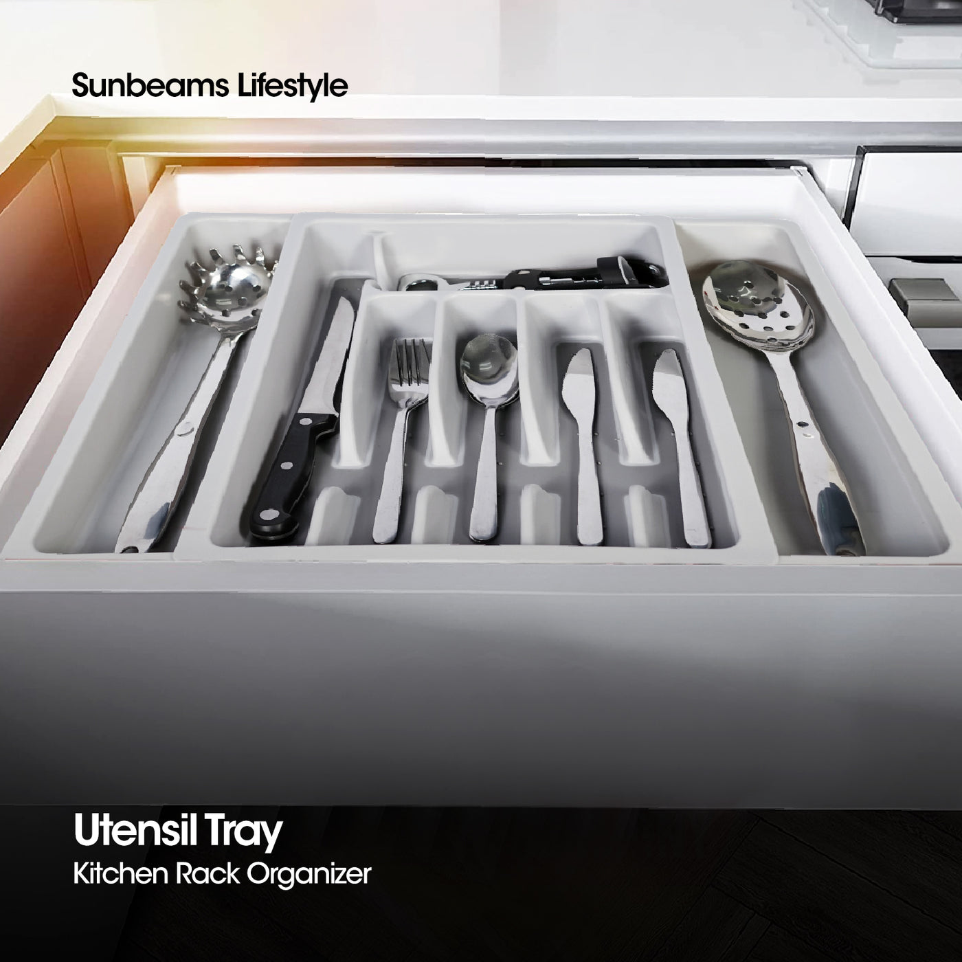 SLIQUE Premium Utensil Tray Drawer Organizer 48x38.8x6.5cm Kitchen Essential Amazing Gift Idea For Any Occasion!