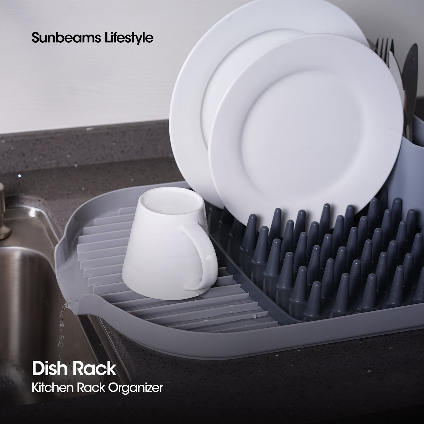 SLIQUE Premium Dish Rack w/ Drain Spout 45x32x13cm Kitchen Essential Amazing Gift Idea For Any Occasion!