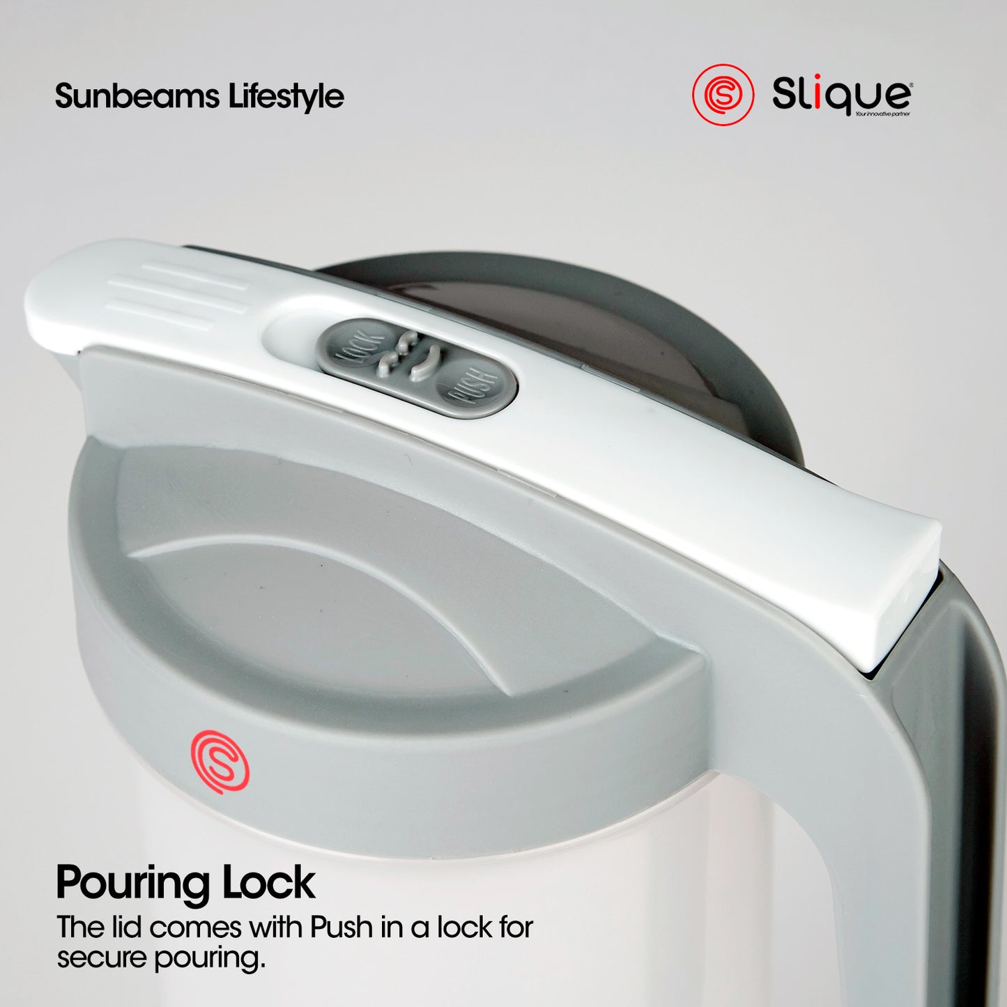 SLIQUE Premium Pitcher 1600 ml | 1.6 L w/ Lock & 4 Plastic Tumblers Set