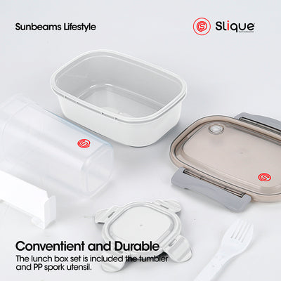SLIQUE Premium Lunch Box Airtight Microwave Safe Set of 2 Amazing Gift Idea For Any Occasion! (Grey)