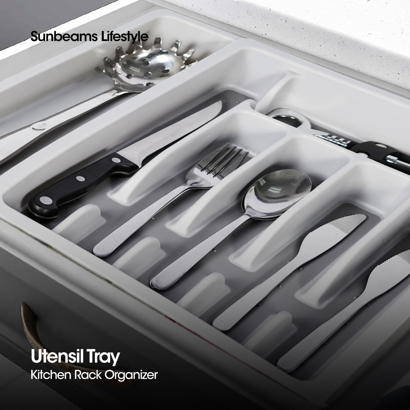 SLIQUE Premium Utensil Tray Drawer Organizer 48x38.8x6.5cm Kitchen Essential Amazing Gift Idea For Any Occasion!